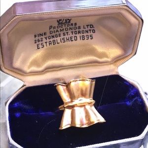 Retired Charles Garnier 18k gold 925 sterling bow ring retired